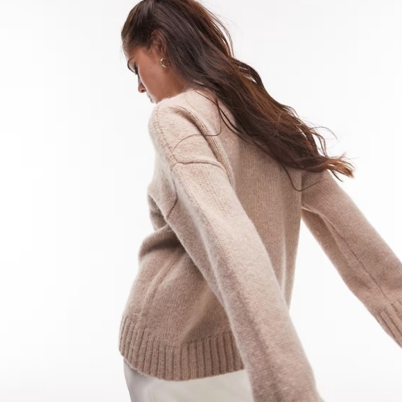 Topshop Knitted Crew Neck Sweater In Oat Womens Size Small (4-6) - Picture 2 of 12